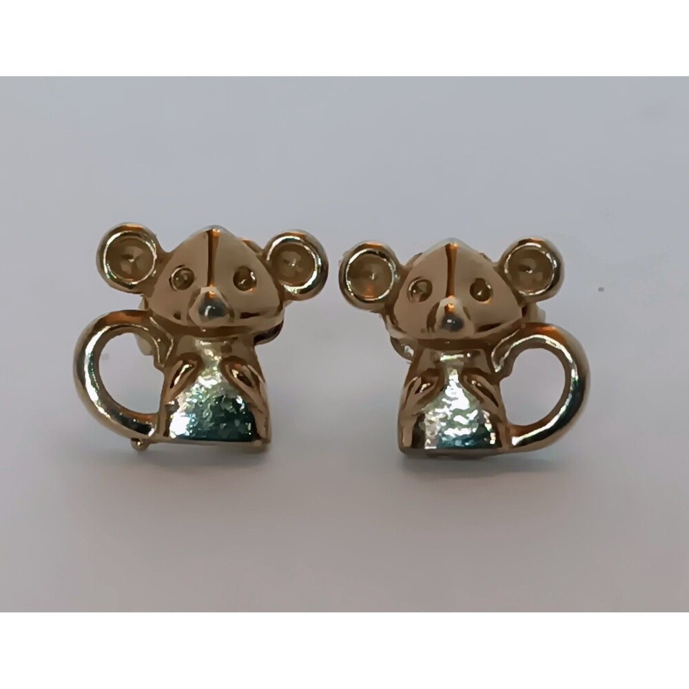 Vintage 1978 Avon Nice Mice Gold Tone Surgical Steel Post Piercd Stud Earrings